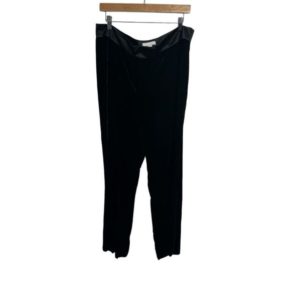 Janeville Black Velvet Silk Trouser Pants, 14 - Picture 3 of 12